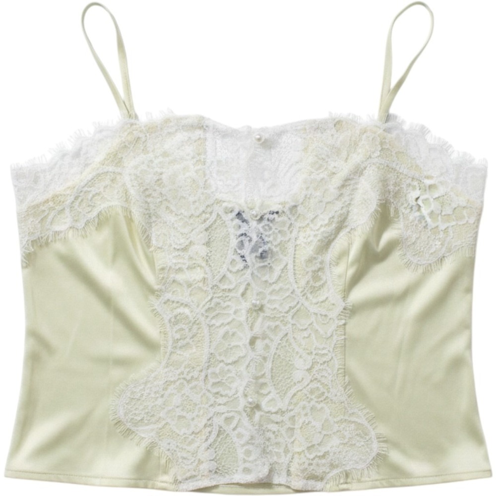 PrettyLittleThing Lace Trim Satin Camisole Top Women Size 8 Sage Green NWT